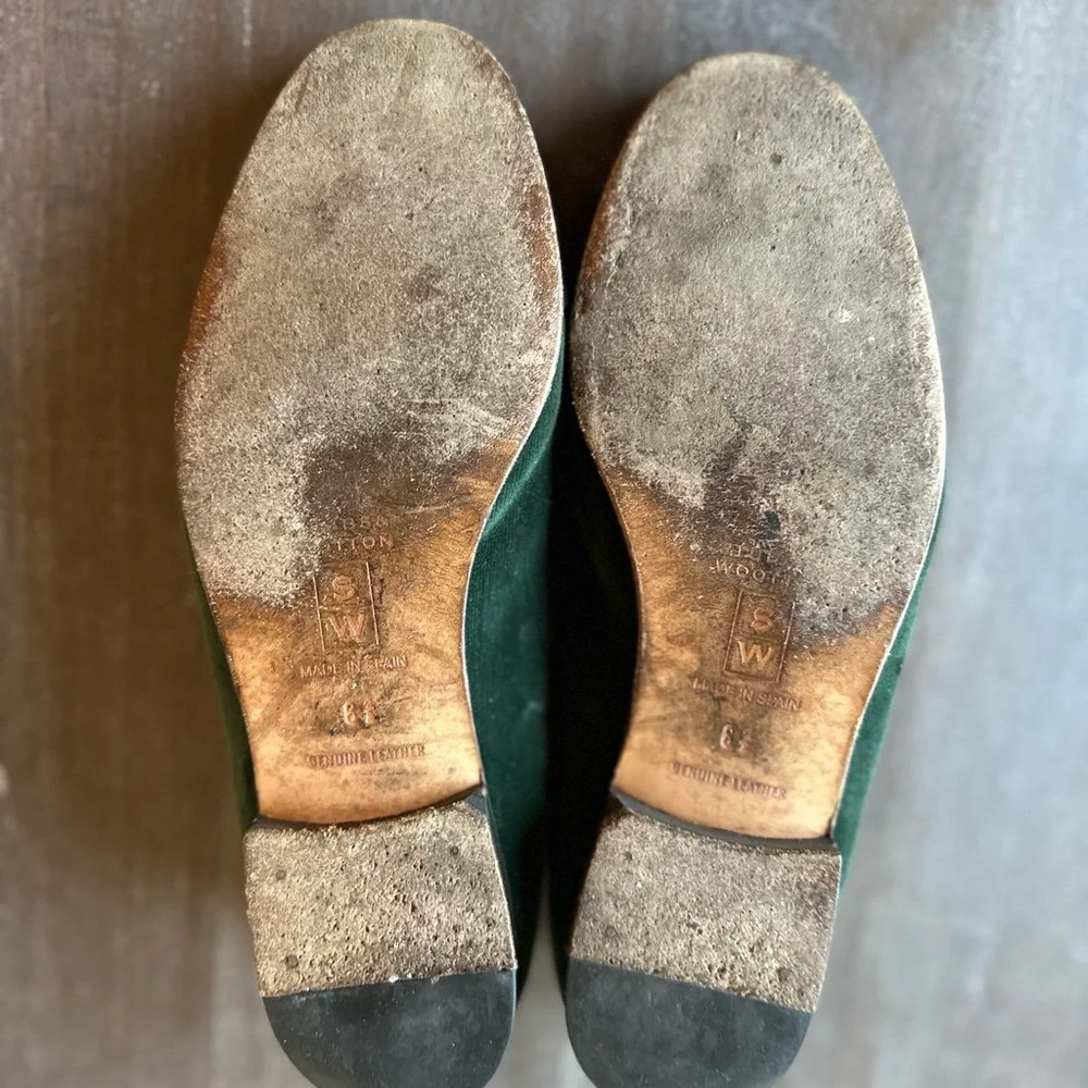 Stubbs & Wootton for J.Crew Classic Velvet Smoking Slippers Loafers Green Sz 6.5 - Picture 7 of 8